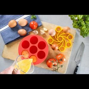 Instant Pot Official Red Silicone Egg Bites Pan with Lid and Yellow Egg Rack
